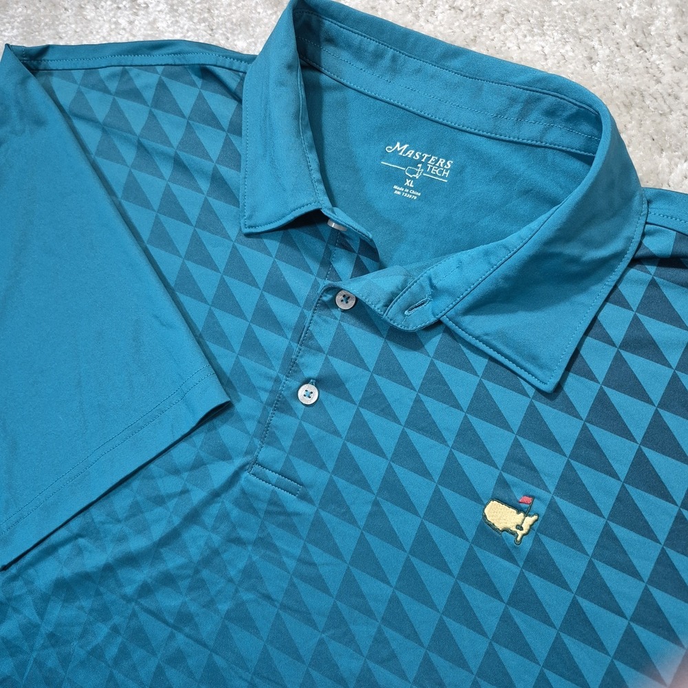 Masters Tech Polo Shirt Mens XL Teal Green Performance Golf Preppy Embroidered